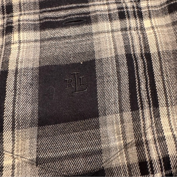 Ralph Lauren Womens Button Down Plaid Shirt Size M Black & White - Picture 7 of 8